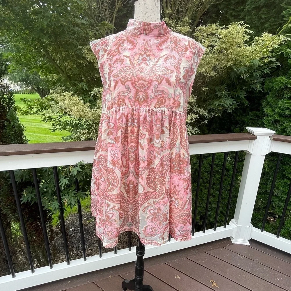 FREE People Velvet All The Time mini dress pink print size Small - Picture 4 of 14